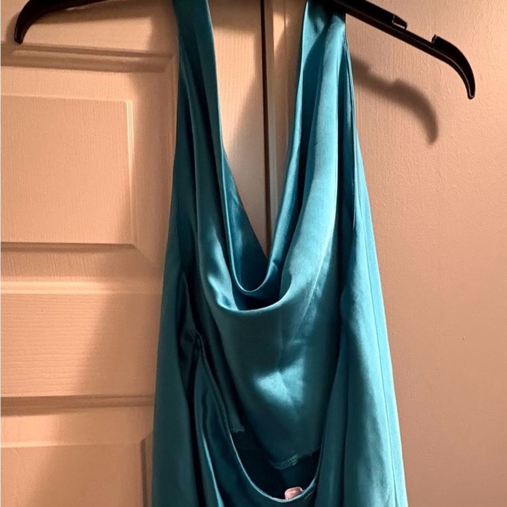 Teal Sleeveless Drape Top